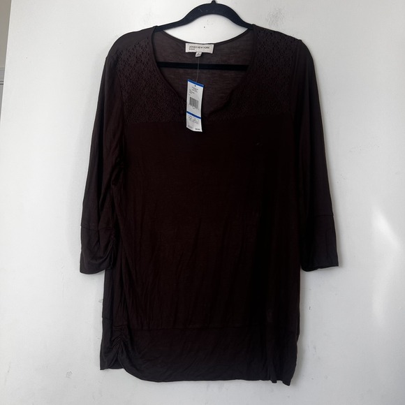Women Blouse Tops XL V Neck Lightweight Brown Blouse Jones New York Sport - Picture 3 of 11